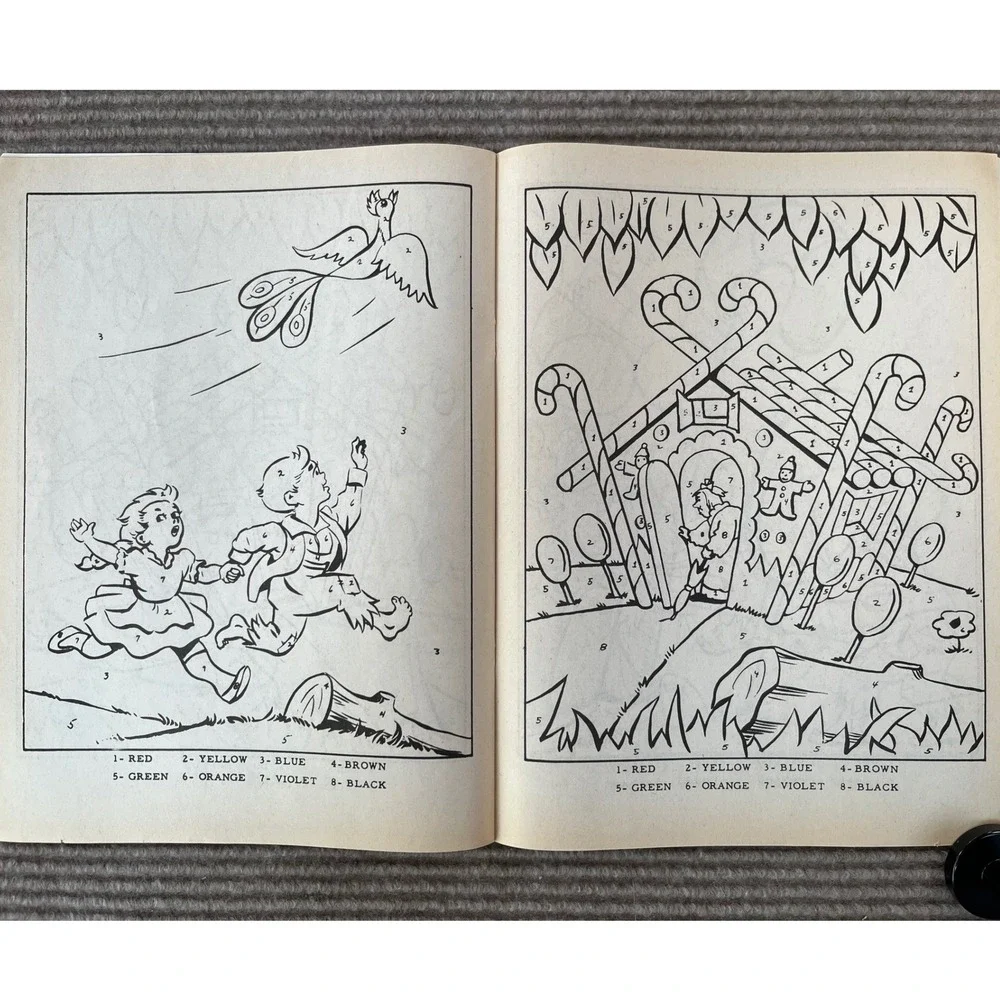 Vintage Hansel and Gretel Color By Number Book Fairy Tale Activity‎ Made in USA
